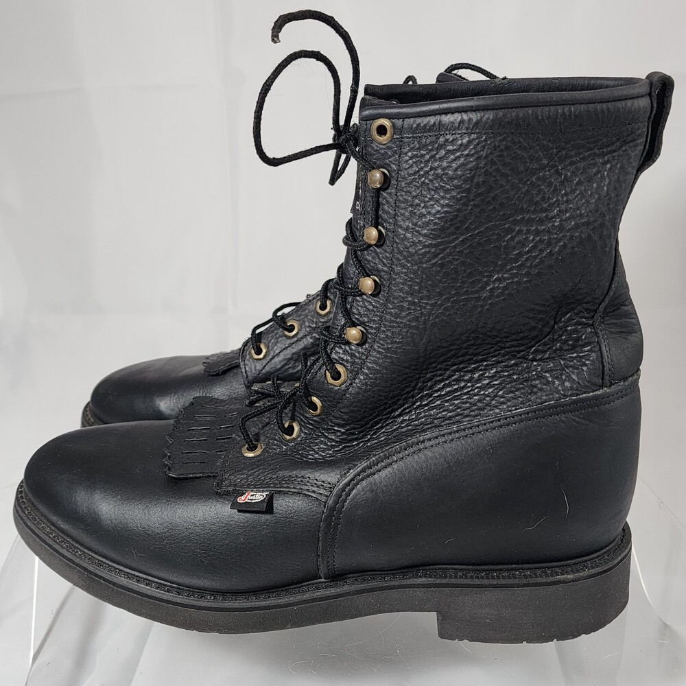 Justin Original Men 14 D Conductor 8" Lace Up Leather 763 Electric Kiltie Boots